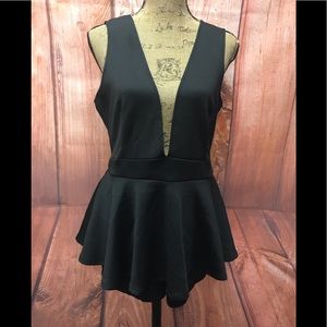 🆕Sexy plunging neck black romper  size 0x